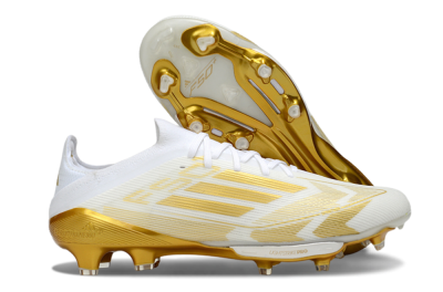 Adidas F50+ Elite Lightstrike Pro FG Low-Tops Football Boots - White/Gold