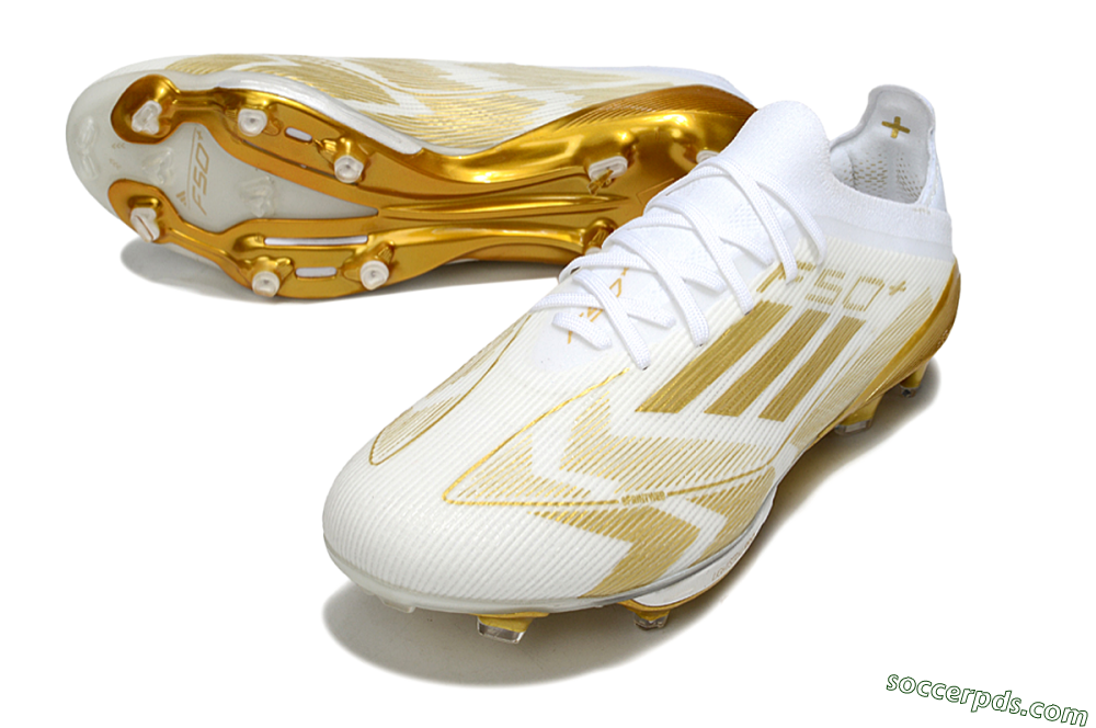 Adidas F50+ Elite Lightstrike Pro FG Low-Tops Football Boots - White/Gold 3