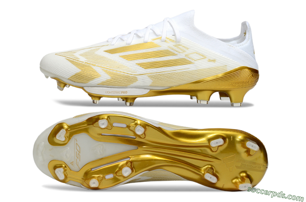 Adidas F50+ Elite Lightstrike Pro FG Low-Tops Football Boots - White/Gold 0