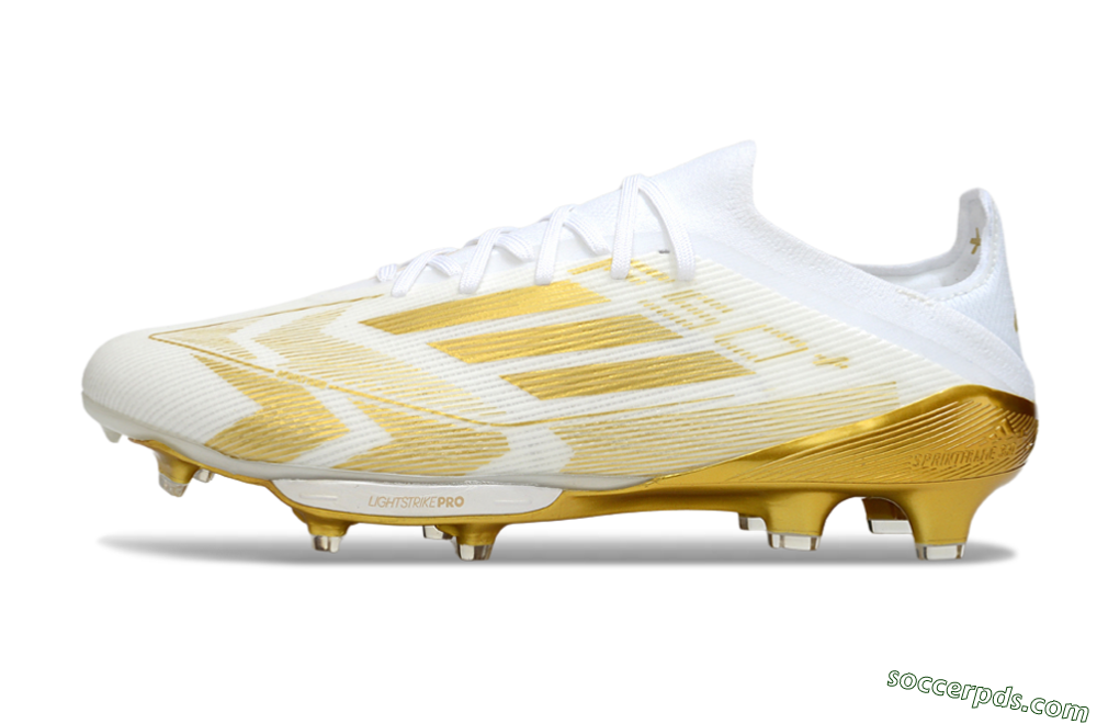 Adidas F50+ Elite Lightstrike Pro FG Low-Tops Football Boots - White/Gold 2