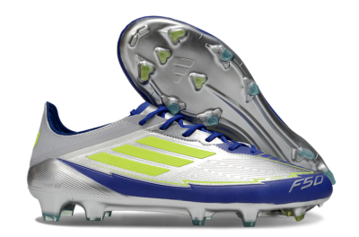 Messi x Adidas F50 Elite FG Low-Tops Football Boots - Silver/Yellow/Blue