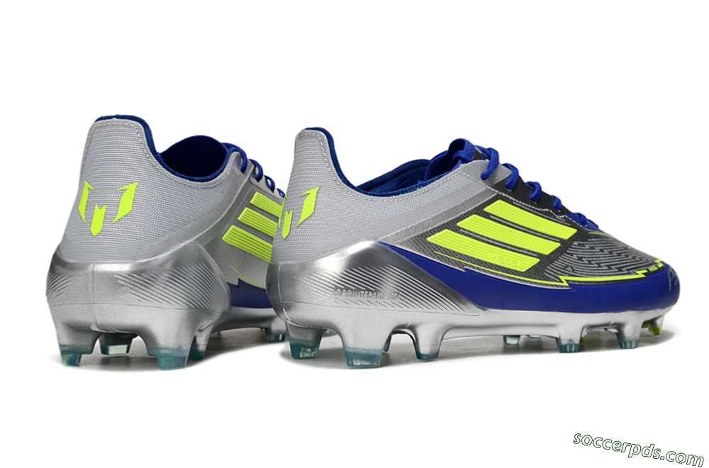 Messi x Adidas F50 Elite FG Low-Tops Football Boots - Silver/Yellow/Blue 6