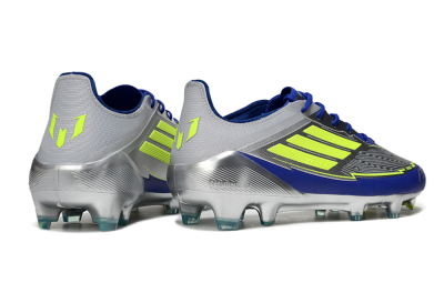Messi x Adidas F50 Elite FG Low-Tops Football Boots - Silver/Yellow/Blue