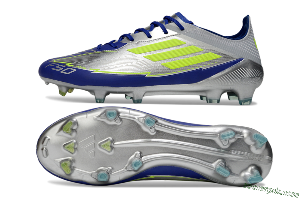 Messi x Adidas F50 Elite FG Low-Tops Football Boots - Silver/Yellow/Blue 0