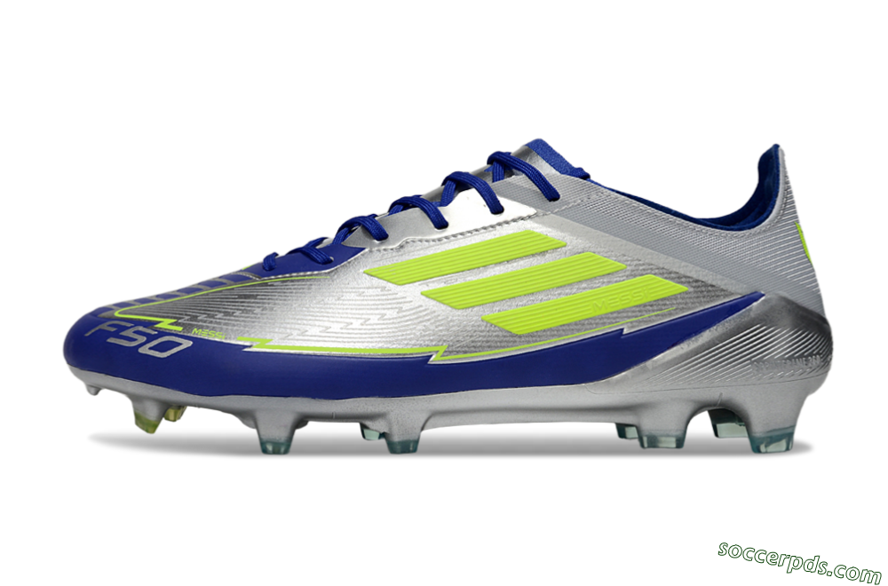 Messi x Adidas F50 Elite FG Low-Tops Football Boots - Silver/Yellow/Blue 2