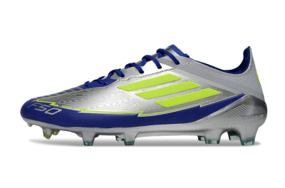 Messi x Adidas F50 Elite FG Low-Tops Football Boots - Silver/Yellow/Blue