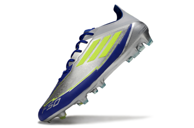 Messi x Adidas F50 Elite FG Low-Tops Football Boots - Silver/Yellow/Blue