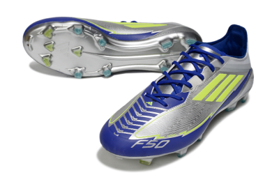 Messi x Adidas F50 Elite FG Low-Tops Football Boots - Silver/Yellow/Blue