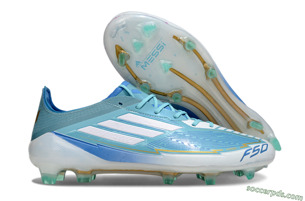 Messi x Adidas F50 Elite FG Low-Tops Football Boots - Jade/White/Blue 1