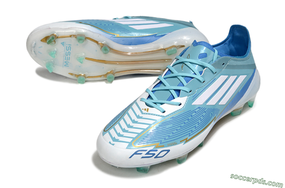 Messi x Adidas F50 Elite FG Low-Tops Football Boots - Jade/White/Blue 3