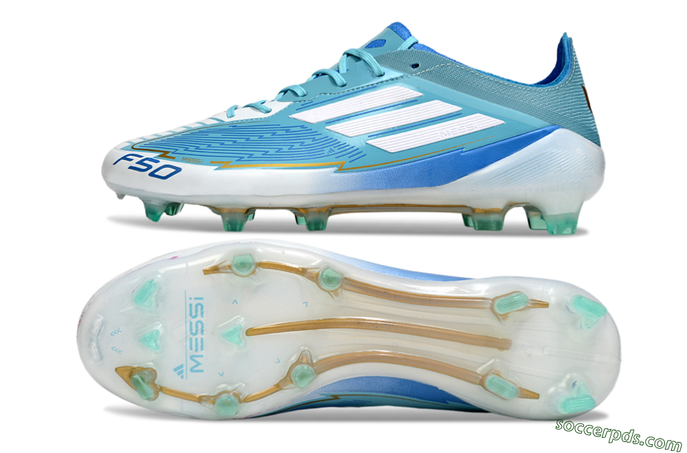 Messi x Adidas F50 Elite FG Low-Tops Football Boots - Jade/White/Blue 0