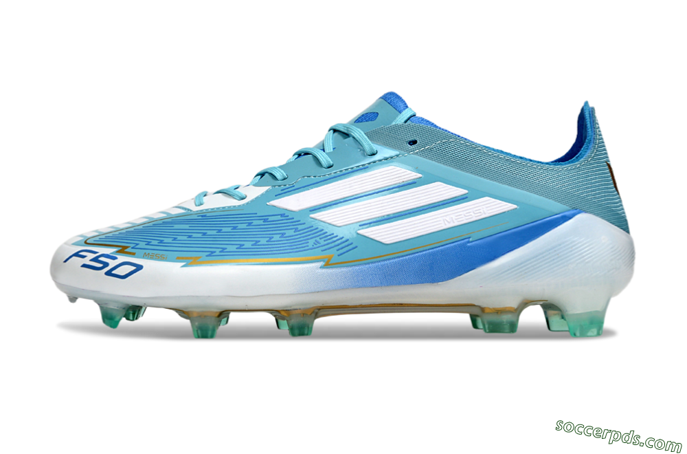 Messi x Adidas F50 Elite FG Low-Tops Football Boots - Jade/White/Blue 2