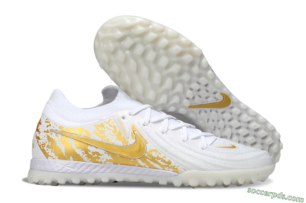 Nike Phantom GX 2 Elite TF Low-Tops Football Shoes - White/Gold 1