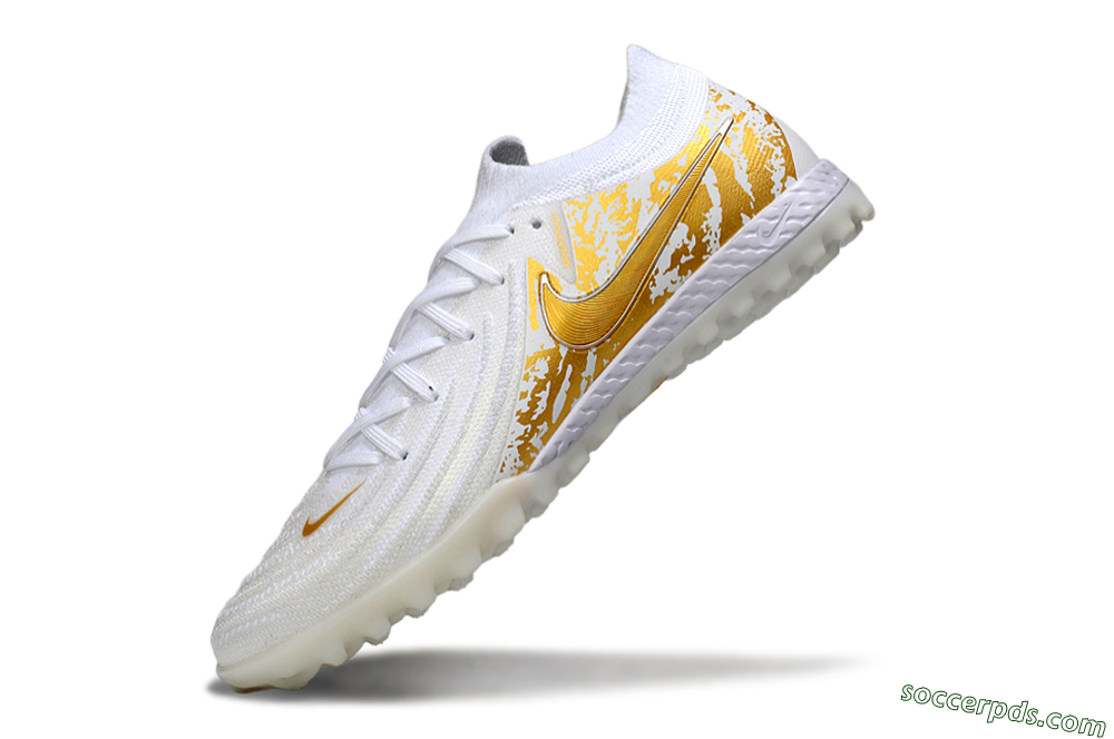 Nike Phantom GX 2 Elite TF Low-Tops Football Shoes - White/Gold 5