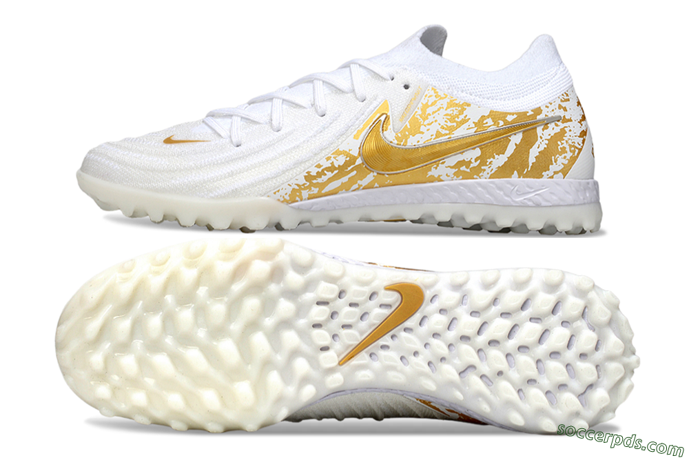 Nike Phantom GX 2 Elite TF Low-Tops Football Shoes - White/Gold 0