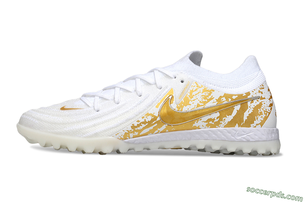 Nike Phantom GX 2 Elite TF Low-Tops Football Shoes - White/Gold 2