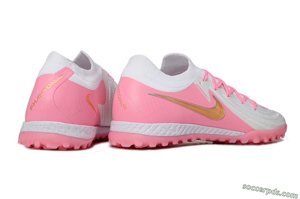 Nike Phantom GX 2 Elite TF Low-Tops Football Shoes - White/Pink/Gold 6