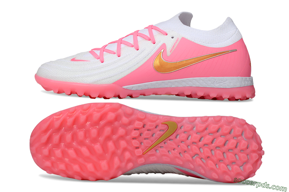 Nike Phantom GX 2 Elite TF Low-Tops Football Shoes - White/Pink/Gold 0