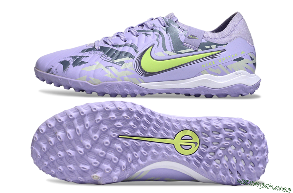 Nike Tiempo Legend 10 Pro TF Low-Tops Football Shoes - Purple/Black/Yellow 0