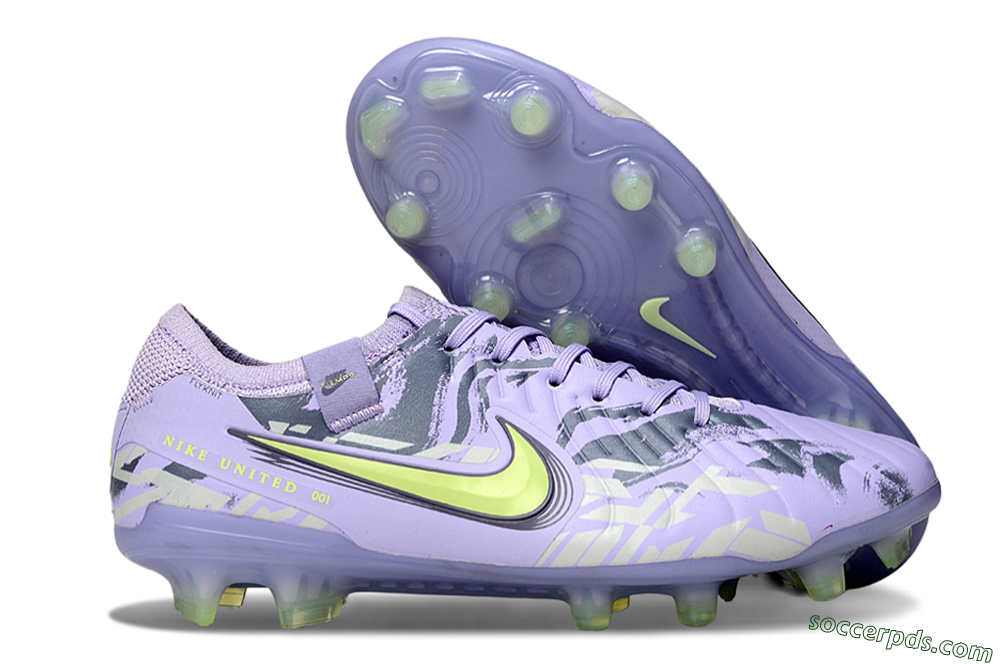 Nike Tiempo Legend 10 Elite FG Low-Tops Football Boots - Purple/Black/Yellow 1
