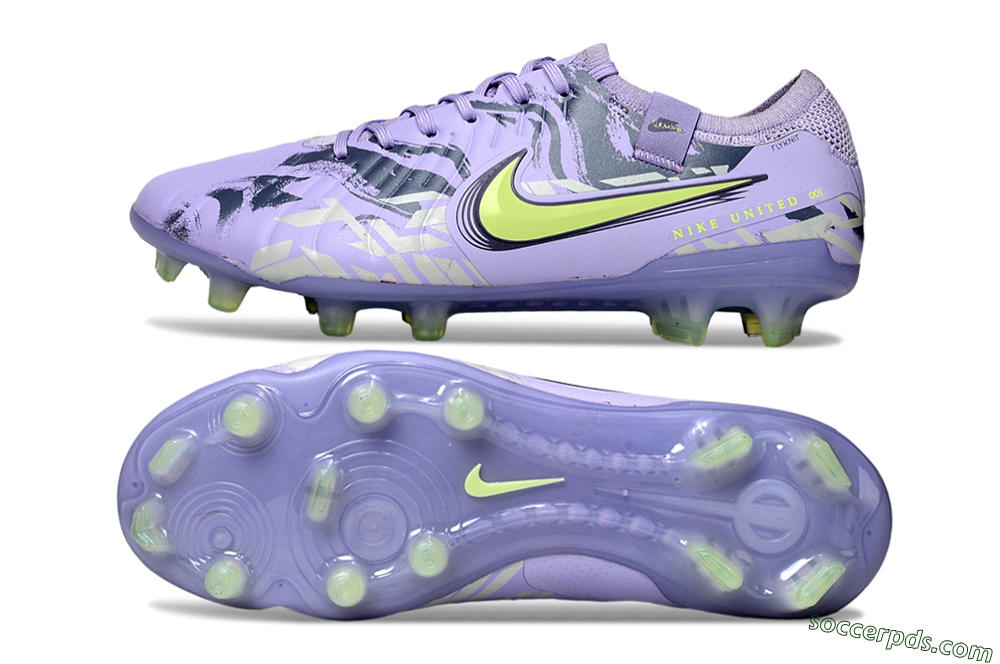 Nike Tiempo Legend 10 Elite FG Low-Tops Football Boots - Purple/Black/Yellow 0
