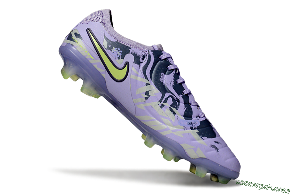 Nike Tiempo Legend 10 Elite FG Low-Tops Football Boots - Purple/Black/Yellow 4