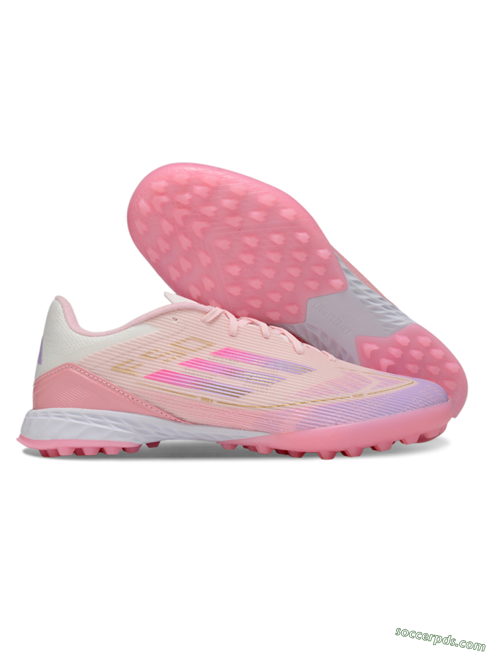 Adidas F50 Pro TF Low-Tops Football Shoes - Pink/Purple/Gold 1