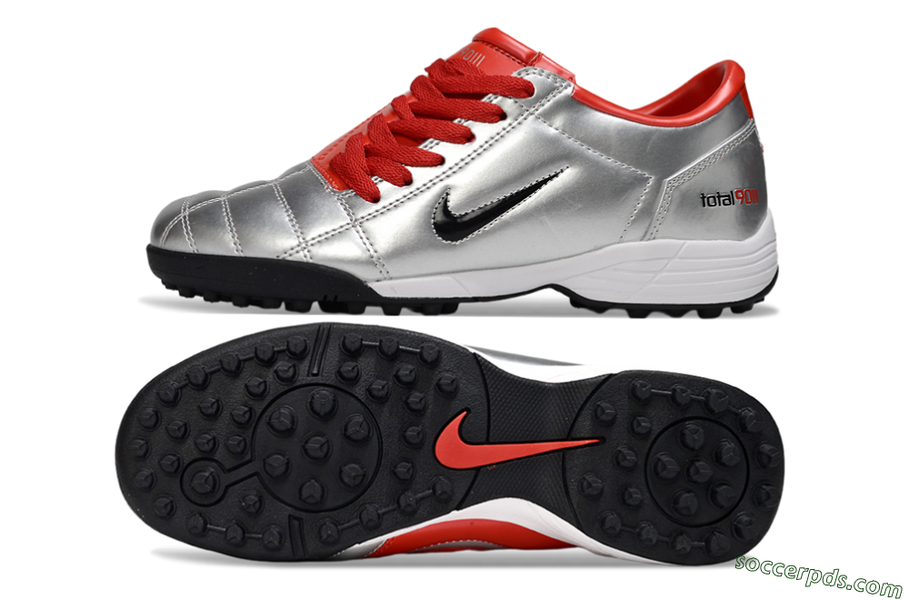 Nike Total 90 II TF Low-Tops Football Shoes - Silver/Black/Red 0
