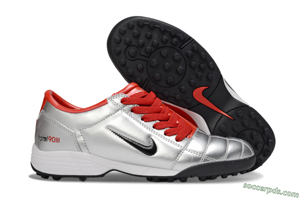Nike Total 90 II TF Low-Tops Football Shoes - Silver/Black/Red 1