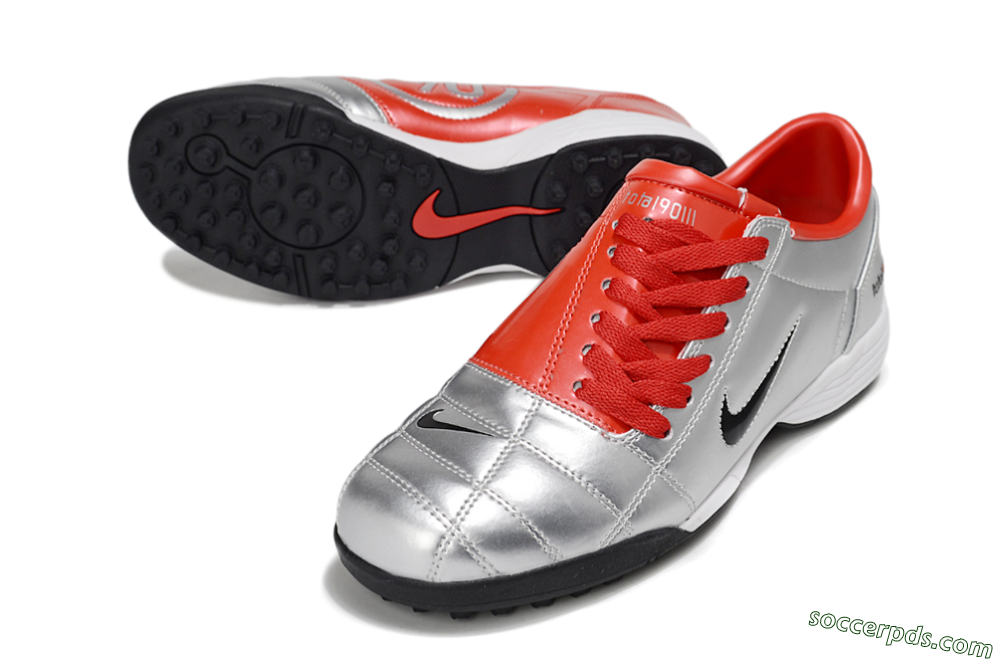 Nike Total 90 II TF Low-Tops Football Shoes - Silver/Black/Red 3