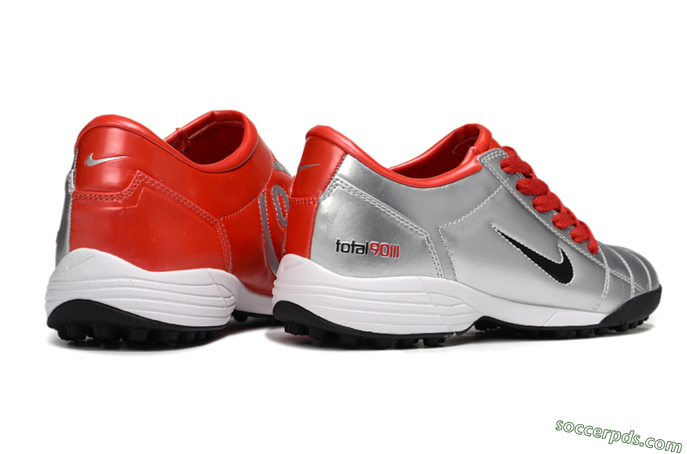 Nike Total 90 II TF Low-Tops Football Shoes - Silver/Black/Red 6