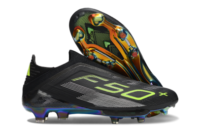 Adidas F50+ Elite Lightstrike Pro Laceless FG Low-Tops Football Boots - Black/Yellow/Silver