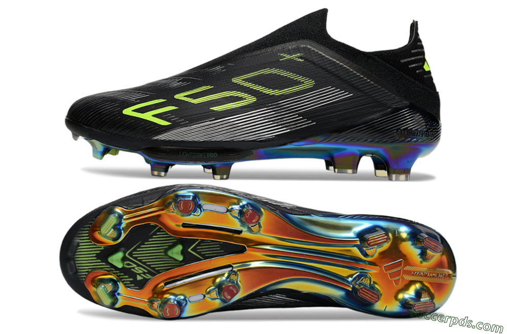Adidas F50+ Elite Lightstrike Pro Laceless FG Low-Tops Football Boots - Black/Yellow/Silver 0