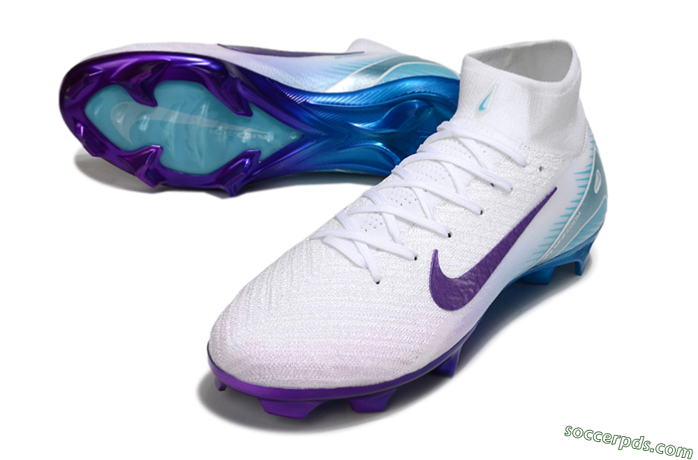 Nike Air Zoom Mercurial Superfly 10 Elite FG High-Tops Football Boots - White/Purple/Jade 3