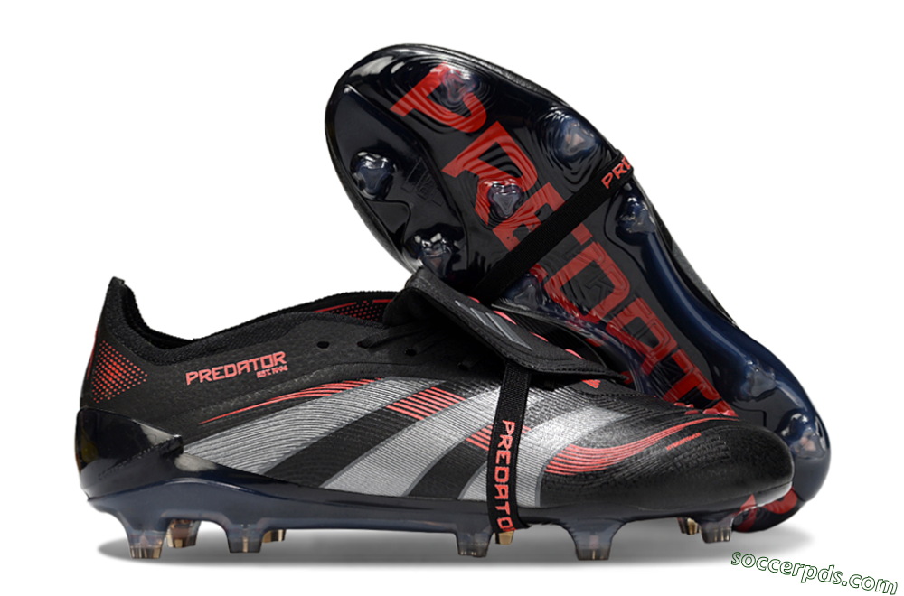 Adidas Predator 25 Elite Foldover Tongue FG Low-Tops Football Boots - Black/Silver/Red 1