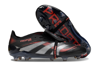 Adidas Predator 25 Elite Foldover Tongue FG Low-Tops Football Boots - Black/Silver/Red