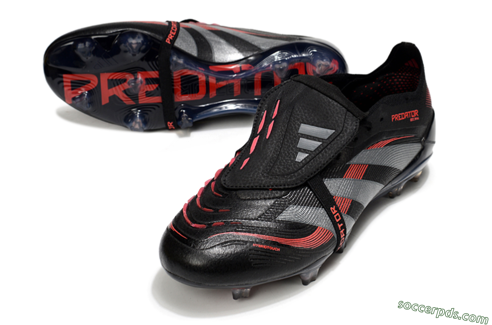 Adidas Predator 25 Elite Foldover Tongue FG Low-Tops Football Boots - Black/Silver/Red 3