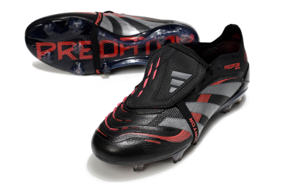 Adidas Predator 25 Elite Foldover Tongue FG Low-Tops Football Boots - Black/Silver/Red