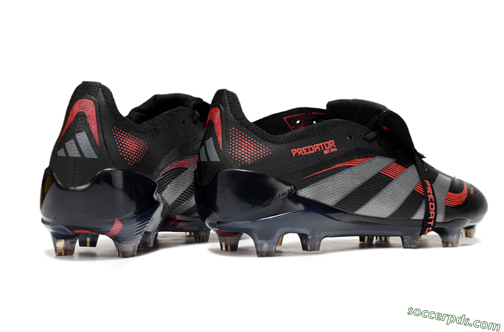Adidas Predator 25 Elite Foldover Tongue FG Low-Tops Football Boots - Black/Silver/Red 6