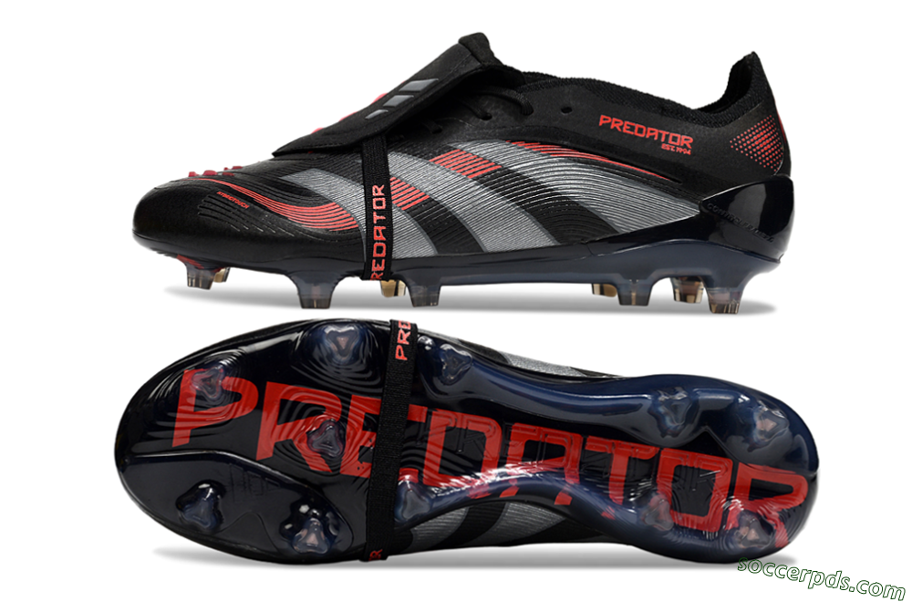 Adidas Predator 25 Elite Foldover Tongue FG Low-Tops Football Boots - Black/Silver/Red 0