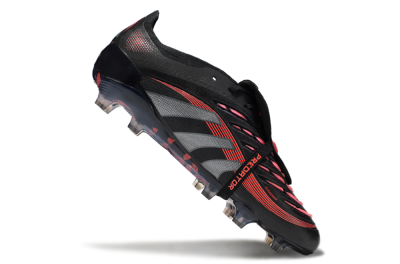 Adidas Predator 25 Elite Foldover Tongue FG Low-Tops Football Boots - Black/Silver/Red