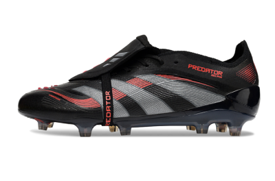 Adidas Predator 25 Elite Foldover Tongue FG Low-Tops Football Boots - Black/Silver/Red