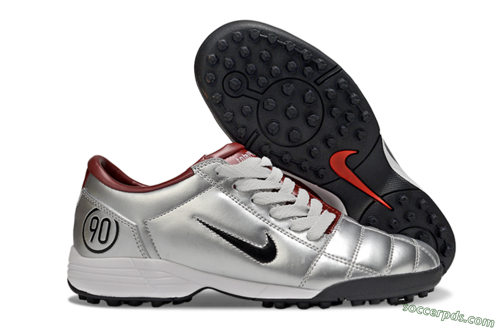 Nike Total 90 II TF Low-Tops Football Shoes - Silver/Black/Red 1