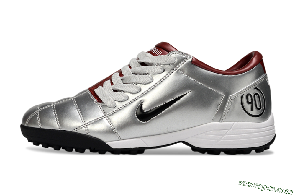 Nike Total 90 II TF Low-Tops Football Shoes - Silver/Black/Red 2