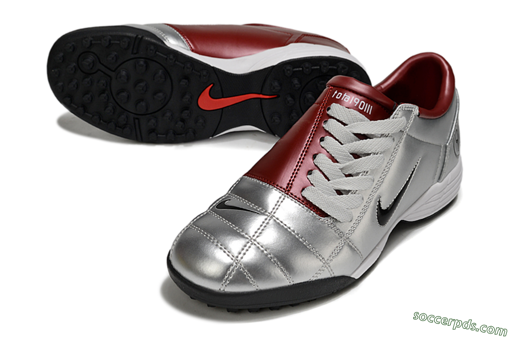 Nike Total 90 II TF Low-Tops Football Shoes - Silver/Black/Red 3