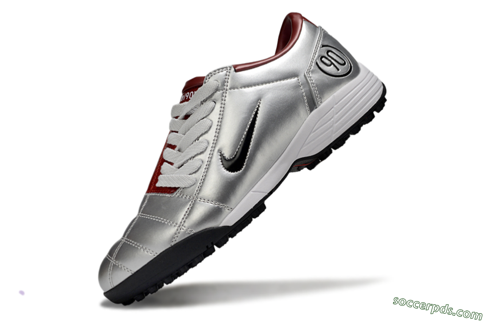 Nike Total 90 II TF Low-Tops Football Shoes - Silver/Black/Red 5