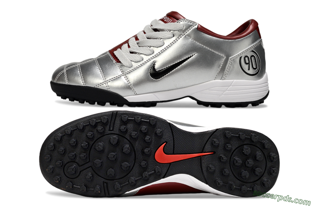 Nike Total 90 II TF Low-Tops Football Shoes - Silver/Black/Red 0