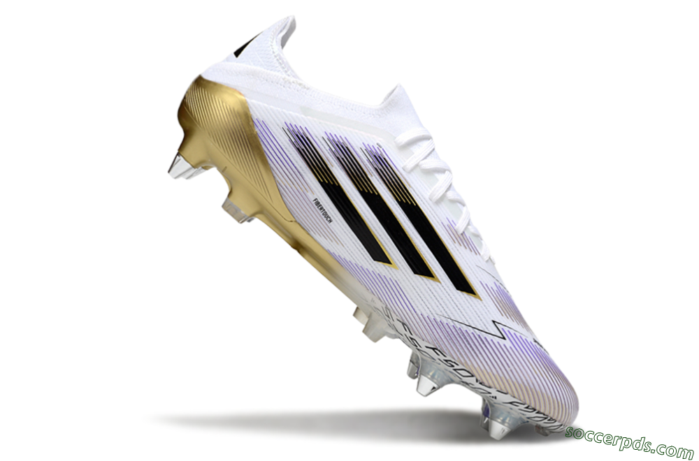Adidas F50 Elite SG Low-Tops Football Boots - White/Purple/Gold 4