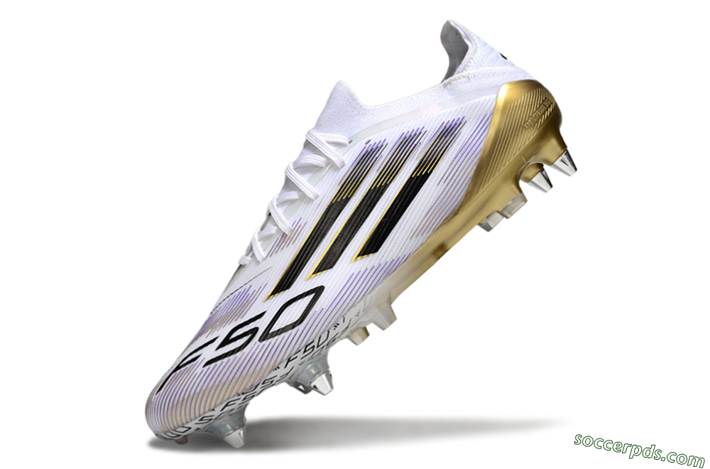 Adidas F50 Elite SG Low-Tops Football Boots - White/Purple/Gold 5
