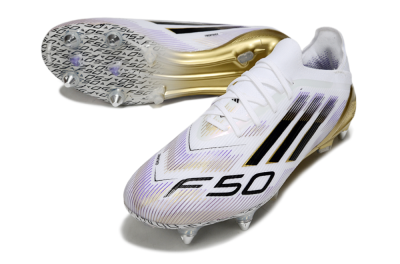 Adidas F50 Elite SG Low-Tops Football Boots - White/Purple/Gold